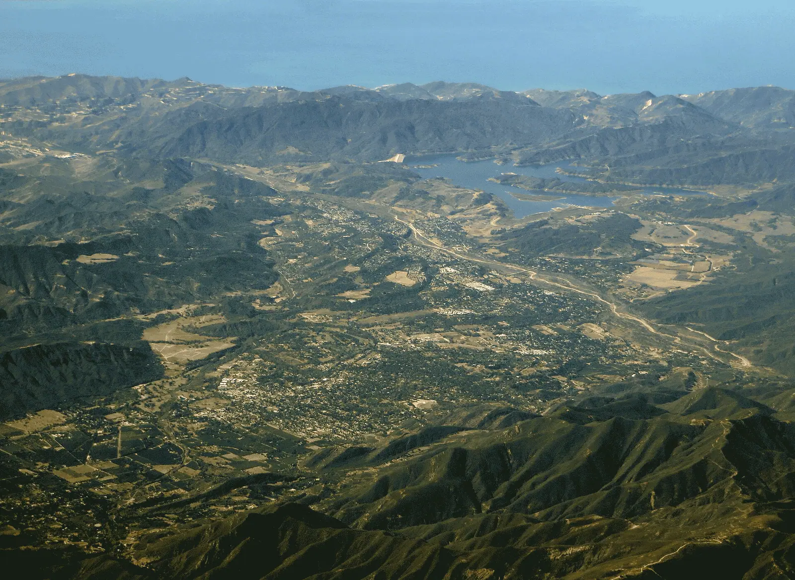 Aerial view of the Ojai valley in California